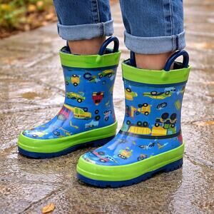 Stephen Joseph Blue Vehicle Print Kid's Rain Boots 6
